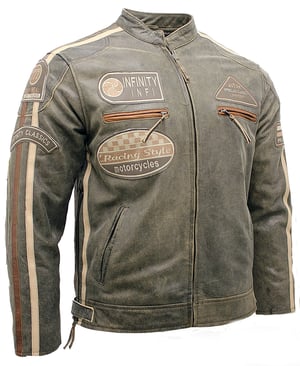 Leder-Racing-Biker-Motorradjacke mit Reißverschluss