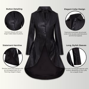Schwarzer Gothic-Ledermantel im viktorianischen Stil für Damen - Vantaa