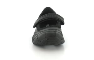 Neue Mädchen Schwarze Leder Skechers Schule Schuhe mit Klettverschluss