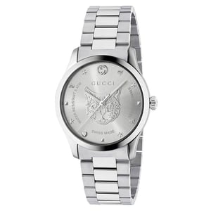 Gucci YA1264095 G-Timeless Silbernes Zifferblatt Unisex-Uhr