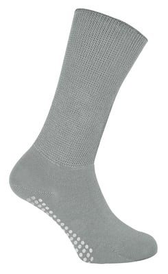 Extra breite Ödemsocken mit rutschfesten Griffen | Dr.Socks | Herren & Damen | Bambus Pantoffelsocken mit Grippern für geschwollene Beine Knöchel & Füße - Grau