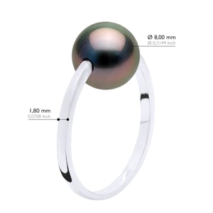 Armreifring – Weißgold – echte Tahiti-Zuchtperle, rund 8–9 mm