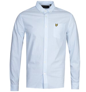 Lyle & Scott Seersucker Pool Blau Langarmhemd
