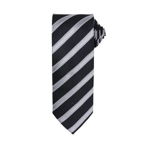 Premier Mens Waffle Stripe Formal Business Tie (Schwarz/Dunkelgrau)