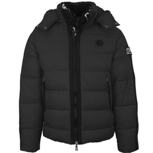 Plein Sport gepolsterte schwarze Jacke mit kleinem kreisformigen Logo