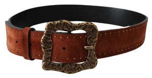 Dolce & Gabbana Ceinture baroque cloutée en cuir suédé marron pour homme
