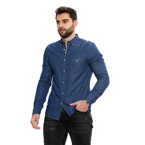 Gant Herren Regular Fit Hemd | Das Indigo Hemd