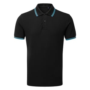 Asquith & Fox Herren Classic Fit Tipped Polo Shirt (Schwarz/Türkis)