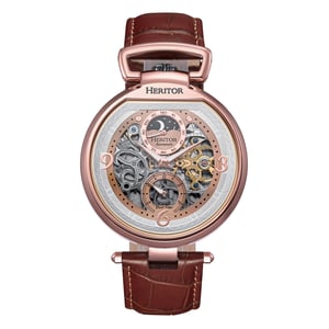 Heritor Automatische Lincoln-Skelettuhr mit Lederarmband und Mondphase