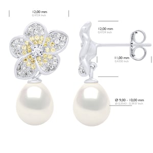 Ohrringe - Schmuck Silber - Echte Süßwasser-Zuchtperlen Birne 9-10 mm