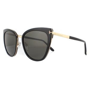 Tom Ford Lunettes De Soleil Simona FT0717 01A Stainte De Fumée En Or Rose Noire Brillant