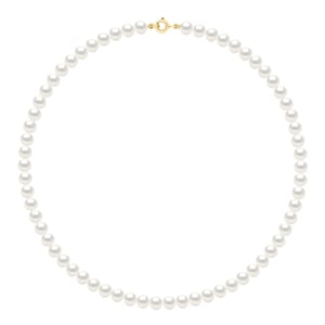 Halskette Gold – Reihe aus echten Süßwasserperlen, halbrund, 6–7 mm