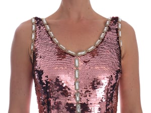Dolce & Gabbana Robe fourreau rose pailletée et cristal pour femme
