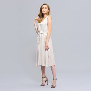 Midikleid mit V-Ausschnitt und verstellbarer Taille