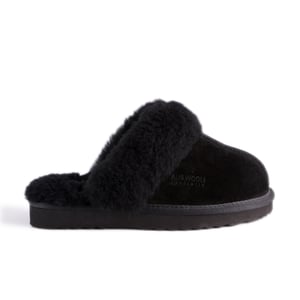 Aus Wooli "Sydney" Australien Schafsfell Wollpantoffeln, Schwarz