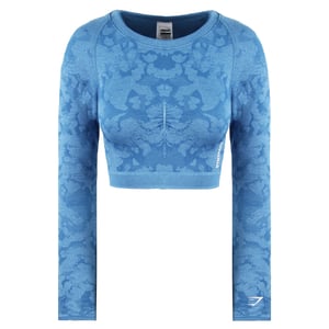 Gymshark Adapt Womens Camo Blue Crop Top
