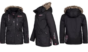 Geographical Norway Herren Winterjacke – Modell: Avoriaz – Outdoor Kapuzenjacke in Schwarz