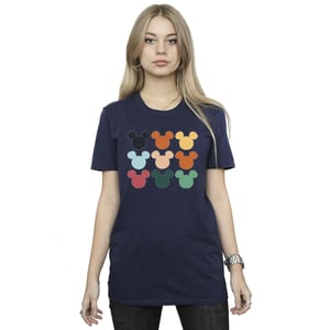 Disney Damen/Damen Micky Maus Köpfe Quadrat Baumwolle Boyfriend T-Shirt (Marineblau)