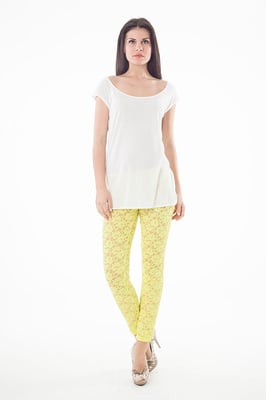 Spitzen-Leggings in Gelb