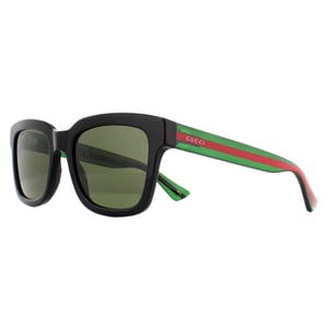 Gucci Square Mens Schwarz und Grün mit roten Streifen Grüne Sonnenbrille