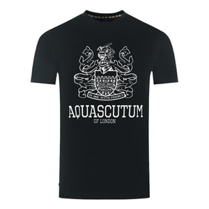 Aquascutum Large Bold London Aldis Marke Logo Schwarz T-Shirt