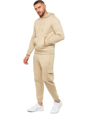 Enzo | Herren Pullover Hoodie Trainingsanzug Set - Stein