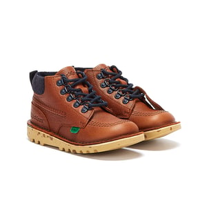 Jungen Mädchen Kickers Kick Hi Winter Full Grain Junior braun Stiefel