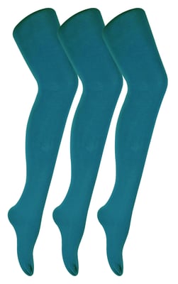 3 Paar Multipack Damen farbige undurchsichtige 80 Denier Strumpfhosen | Sock Snob | Plain Block Farbe Strumpfhosen - Teal