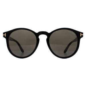 Tom Ford Runde Unisex-Sonnenbrille glänzend schwarz grau rauch