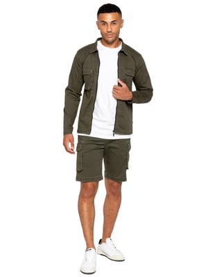 Enzo | Herren Cargo-Trainingsanzug mit Shorts Set - Khaki