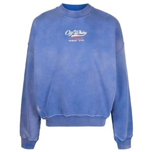 Off-White Wave Off Boxy Fit Sweatshirt in Blau mit Rundhalsausschnitt