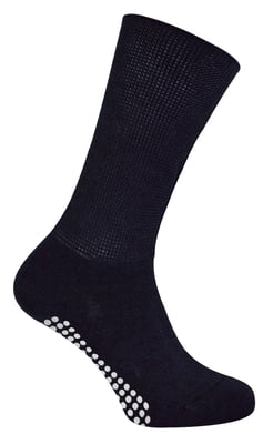 Extra breite Ödemsocken mit rutschfesten Griffen | Dr.Socks | Herren & Damen | Bambus Pantoffelsocken mit Grippern für geschwollene Beine Knöchel & Füße - Schwarz