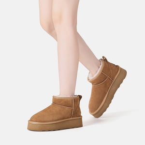 EVER AU Damen Heron Ultra Mini Plateaustiefel - Kastanienbraun