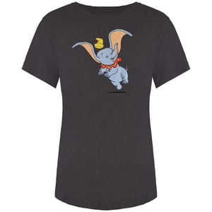Disney Glücklicher Dumbo Damen Dunkelgraues T-Shirt