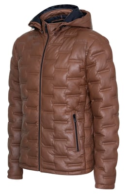 Herren Kapuzen-Puffer Stepp Bomberlederjacke - Belem