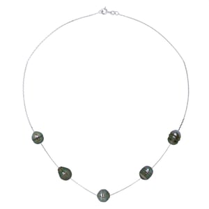 Halskette mit 5 echten Tahiti-Zuchtperlen, eingekreist, 7-8 mm