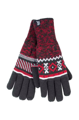 Gestreifte Herren Nordic Fairisle Zig Zag gestrickt Fleece gefüttert warme Handschuhe