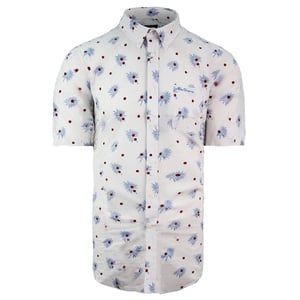 Ben Sherman bedruckte Herren weiße Oxford -Hemd gedruckt