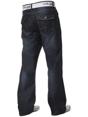 Kruze Herren Bootcut Denim Jeans