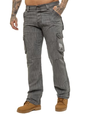 Enzo | Herren Cargo Combat Jeans - Grau