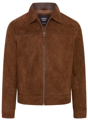 Braune Harrington-Bikerjacke aus klassischem Wildleder im Retro-Stil für Herren - Bryne