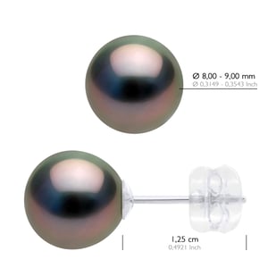 Ohrringe - Weißgold 375 - Echte Tahiti-Zuchtperlen rund 8-9 mm