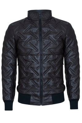 Bomber-Steppjacke aus Leder für Herren – Goiania