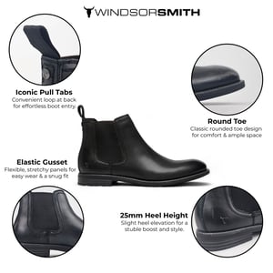 Windsorsmith Chelsea-Stiefeletten aus schwarzem Leder – Sergio