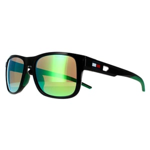 Tommy Hilfiger Wrap Mens Black Green Mirror Sonnenbrillen