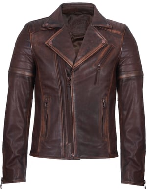Schmal geschnittene Bikerjacke aus Leder im Brando-Stil mit Kreuzreißverschluss