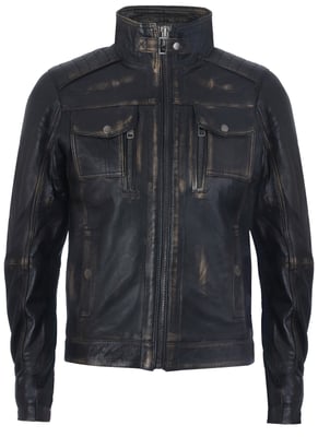 Biker-Motorradjacke aus Leder im Distressed-Look