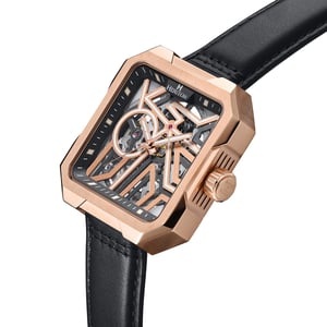 Montre squelette automatique Campbell avec bracelet en cuir Heritor