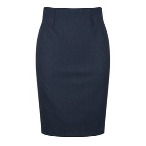 Klassischer Midirock im Bleistiftschnitt in Marineblau – Dezente Nadelstreifen, elastisches Material, Rückenschlitz