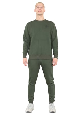 MYT Herren-Trainingsanzug mit Rundhalsausschnitt und Stickerei-Logo in Khaki